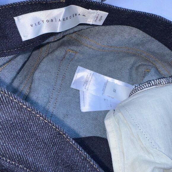 VICTORIA BECKHAM High Rise Skinny Leg Raw Denim Jeans Dark wash Womens Size 25 - Picture 15 of 16